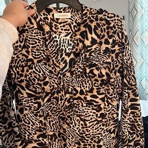 Animal print button down